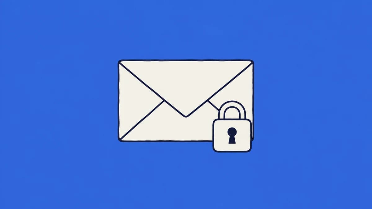 A sealed envelope with a padlock on a blue background.